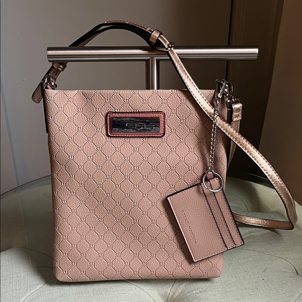 Steve Madden Dusty Pink Shoulder Crossbody Messenger Bag with Card Holder